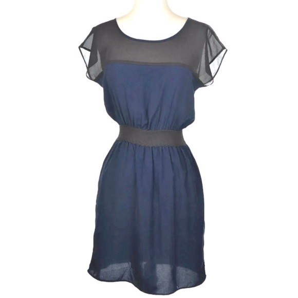 AQUA Black & Blue Dress Size S - Picture 2 of 7